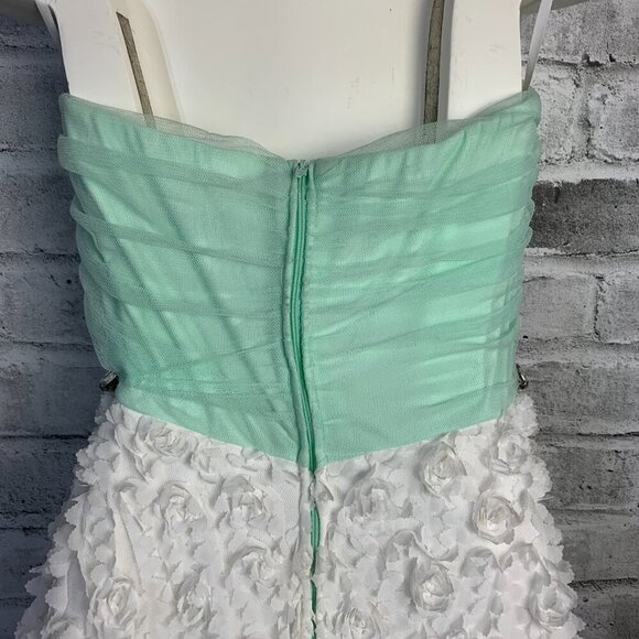 Vintage Y2k Babydoll Sheer Mint Corset Rhinestone Strapless Mini Dress - Picture 8 of 16